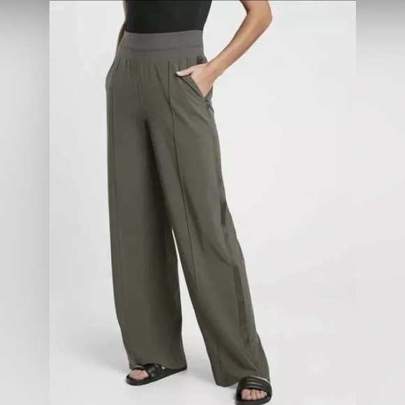 Athleta Pants - Athleta Nolita Wide Leg City Pants Olive High Waist